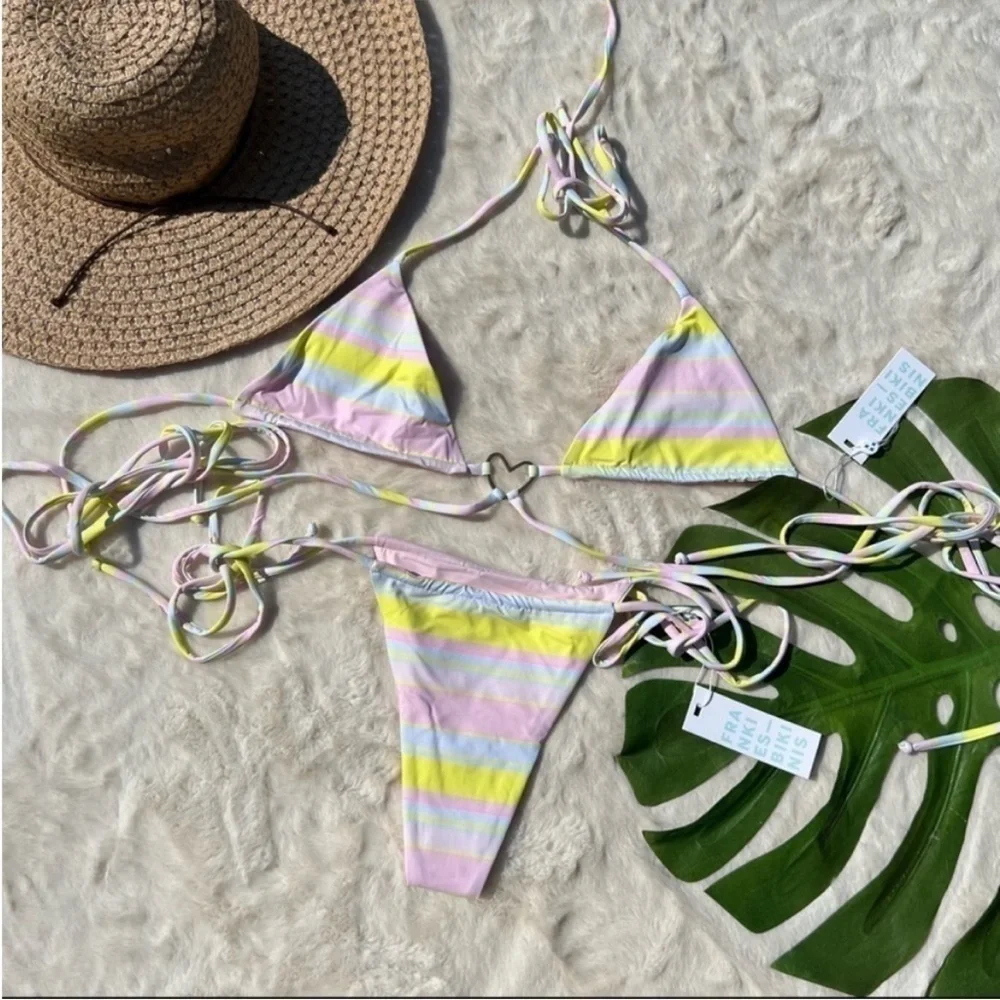 Frankie's Bikini Tatum Top and Tia Bottom Summer Stripe Bikini Set